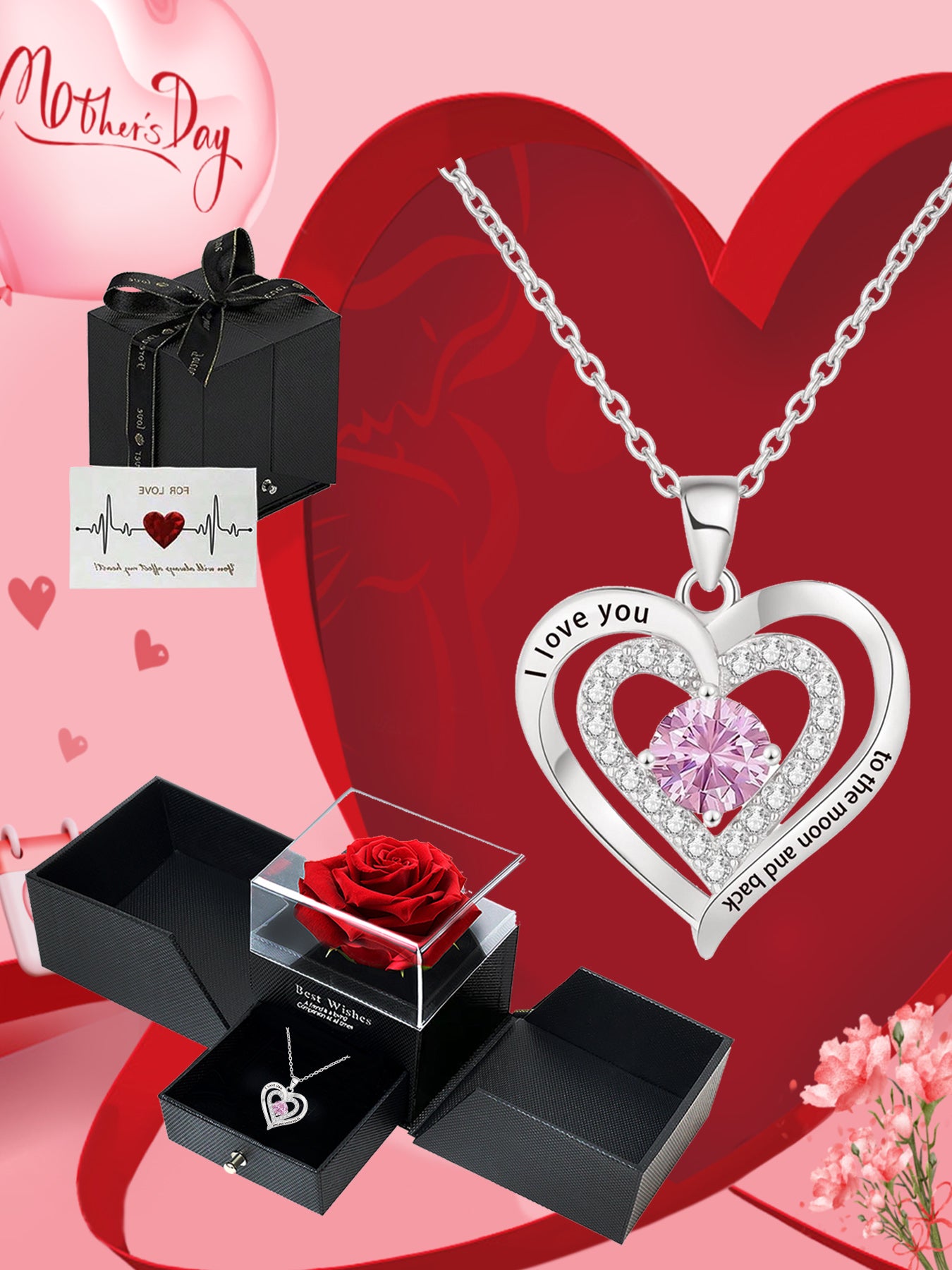 Mother's Day Gifts Jewelry Heart Shaped Necklace Exquisite Women's Necklace Love Pendant Necklace Jewelry Gifts Necklace for Grandmother, Grandma, Mom, Daughter, Lover Birthday/Christmas/Mother's Day/Graduation Ceremony/Wedding Gifts for Mom Women's Mom N