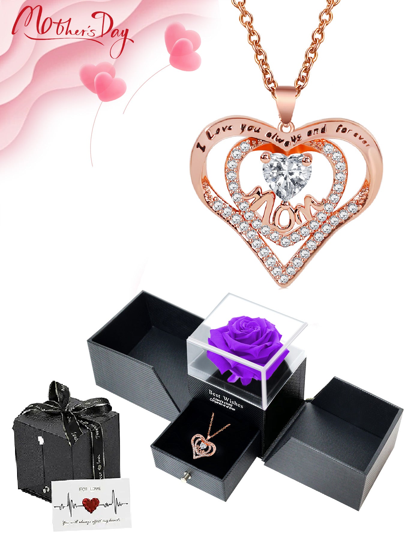 Simple mom design heart-shaped necklace, anniversary gift for mom and grandma, Mother's Day gift, party fashion jewelry, mom women's necklace, gift for girlfriend, mother and wife, anniversary gift, women's mother necklace, women's jewelry gift