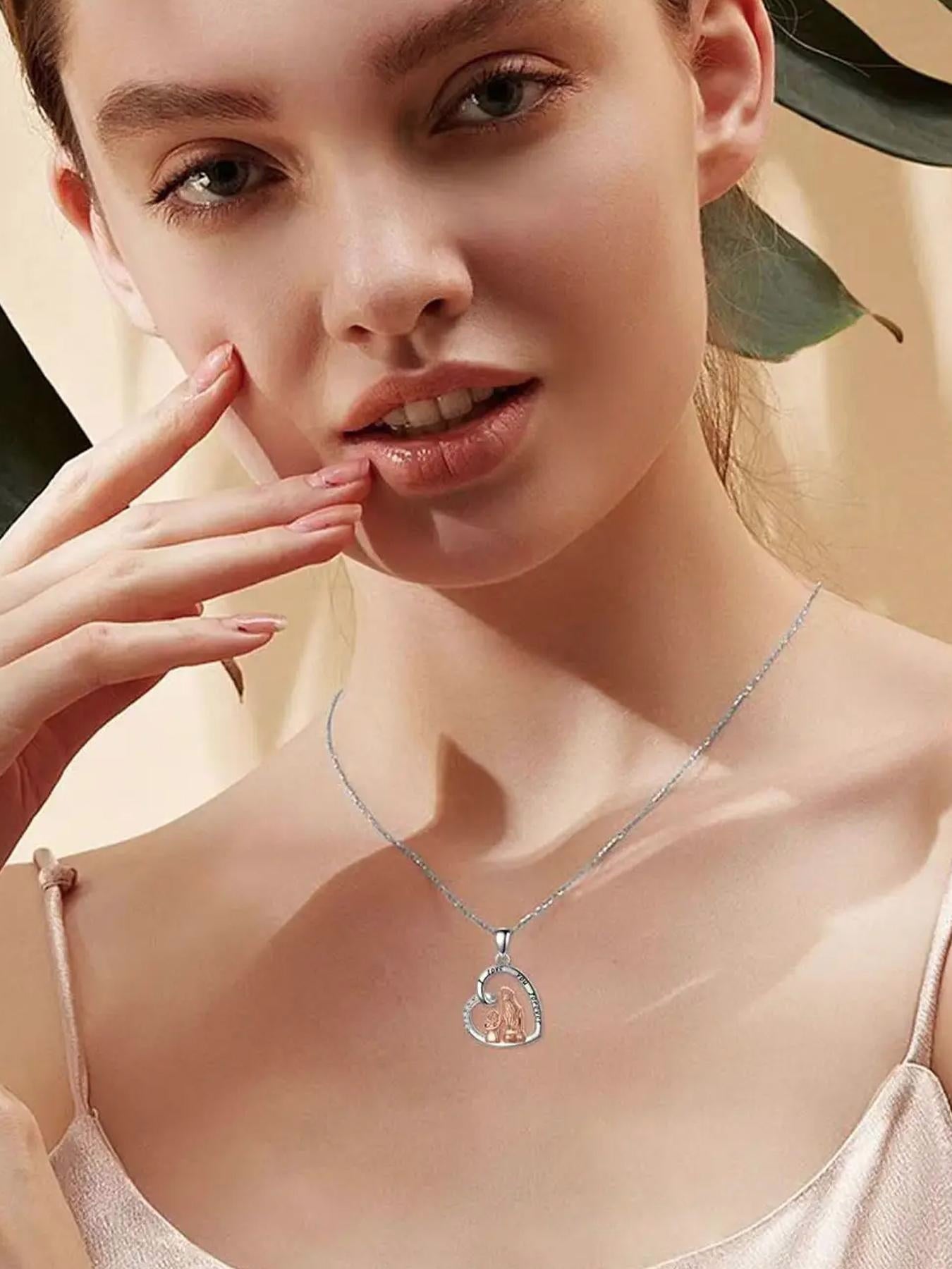 Unique love heart shaped necklace with romantic rose apple gift box, women's pendant necklace, women's jewelry gift, mother's day women's necklace, anniversary gift for mom and grandma, mother's day gift, party fashion jewelry, mother's necklace, annivers