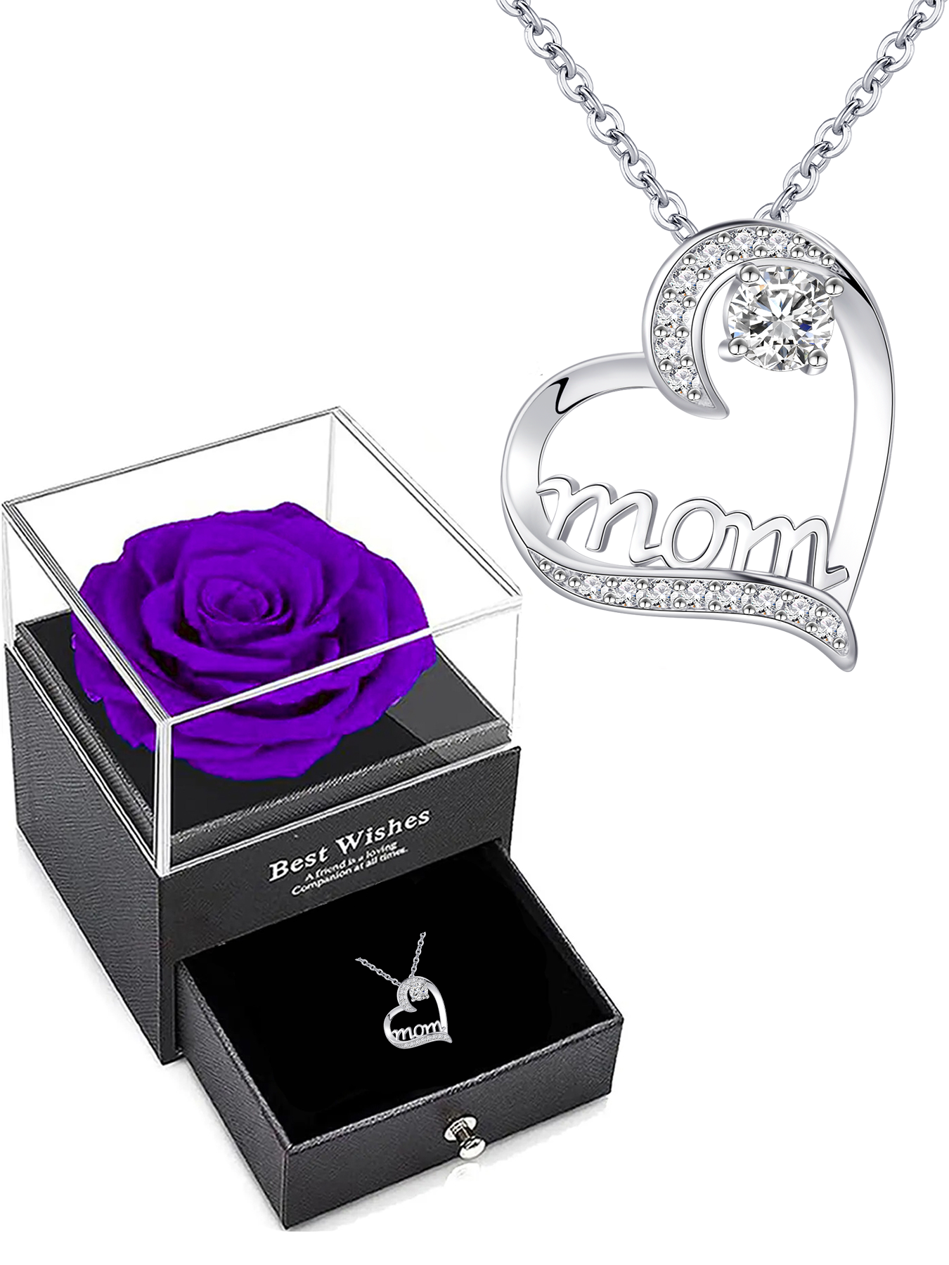 Mom love necklace with exquisite rose gift box, women's mother necklace, Mother's Day gift, holiday gift for mother and grandmother, anniversary gift, gift for wife, Mother's Day gift for mother, birthday holiday gift for women