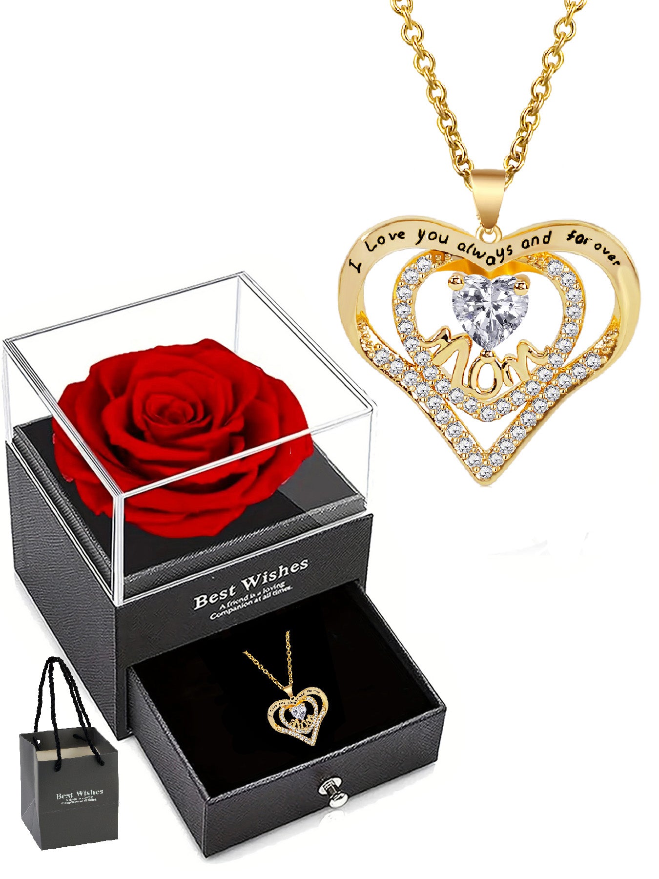 Exquisite mom design heart-shaped necklace, anniversary gift for mom and grandma, Mother's Day gift, party fashion jewelry, mom women's necklace, gift for girlfriend, mother and wife, anniversary gift, women's mother necklace, women's jewelry gift