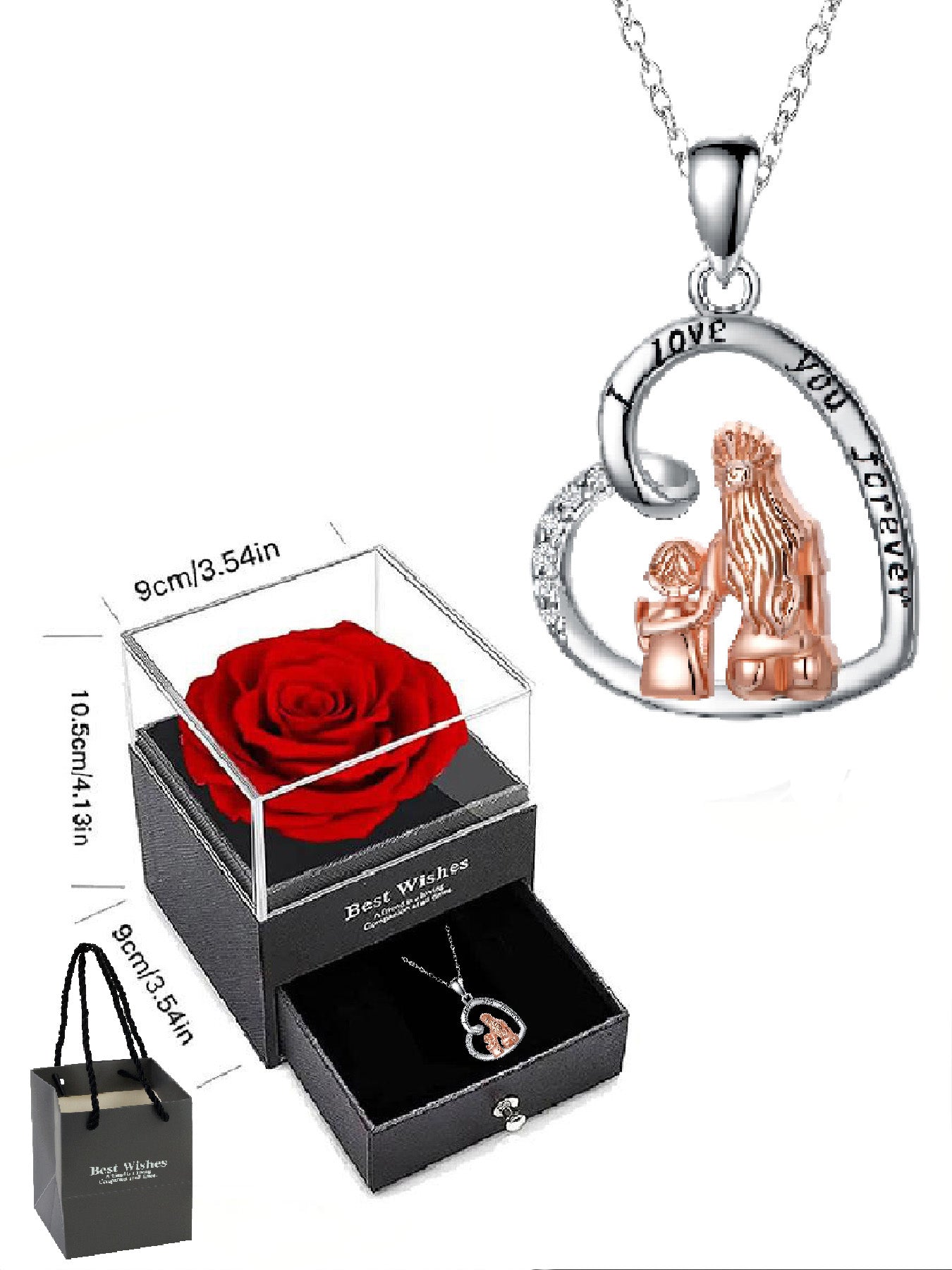 Beautiful design heart necklace with rose gift box, women's charm necklace, women's necklace for mother's day, anniversary gift for mom grandma, mother's day gift, party fashion jewelry, women's necklace for mom, anniversary gift, women's mom necklace, wo