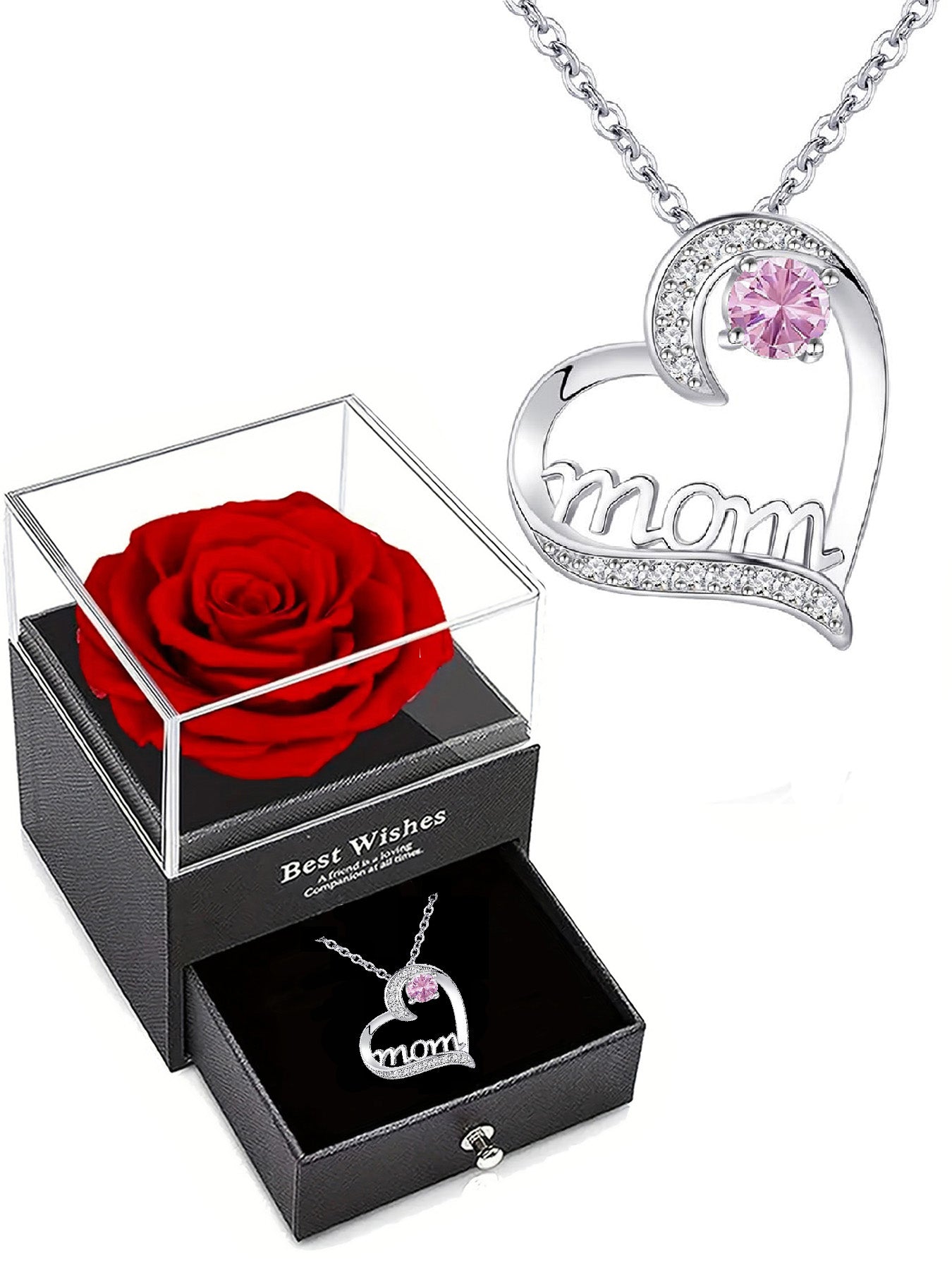 Mom love necklace with exquisite rose gift box, women's mother necklace, Mother's Day gift, holiday gift for mother and grandmother, anniversary gift, gift for wife, Mother's Day gift for mother, birthday holiday gift for women