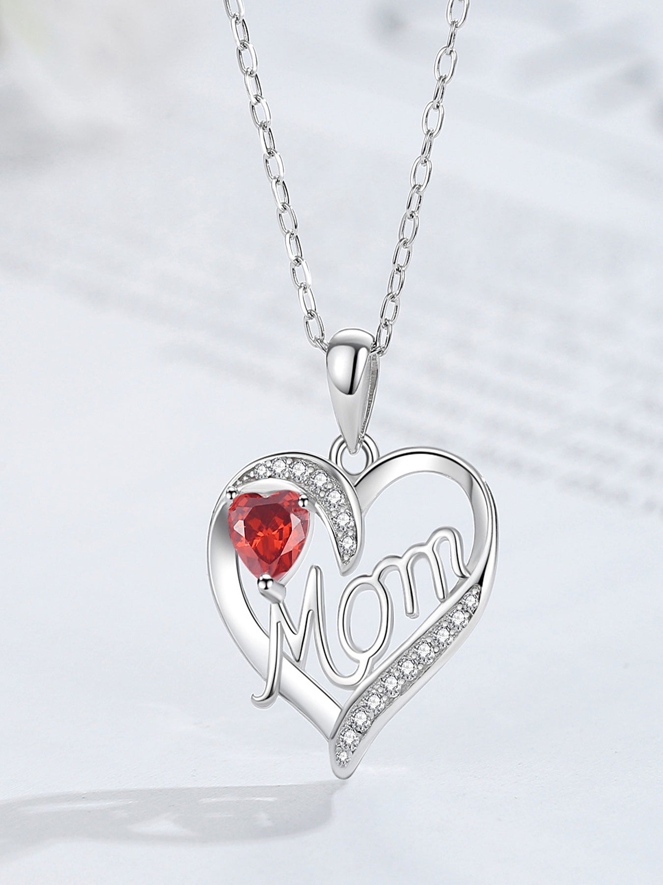 Fashionable design double heart love pendant necklace with apple rose gift box, women's mother necklace, women's rose gift box necklace, Mother's Day gift, holiday gift for mother and grandmother, gift for wife, Mother's Day gift for mother, jewelry birth