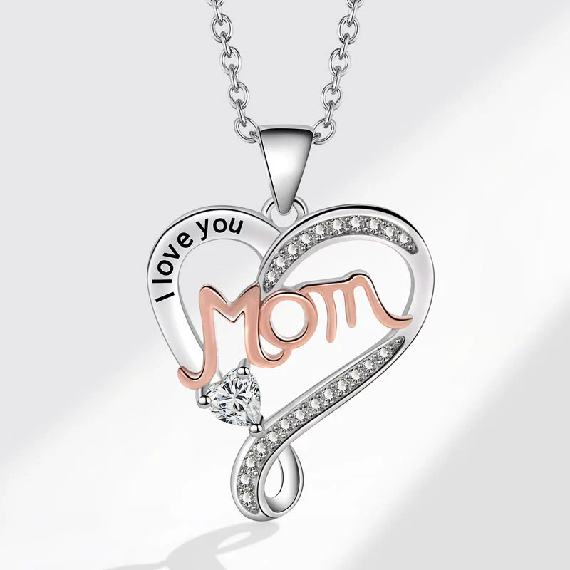 mom unique double heart necklace with romantic rose bear gift box, women's pendant necklace, women's jewelry gifts, mother's day women's necklace, anniversary gifts for mom and grandma, mother's day gifts, party fashion jewelry, mom women's necklace, anni
