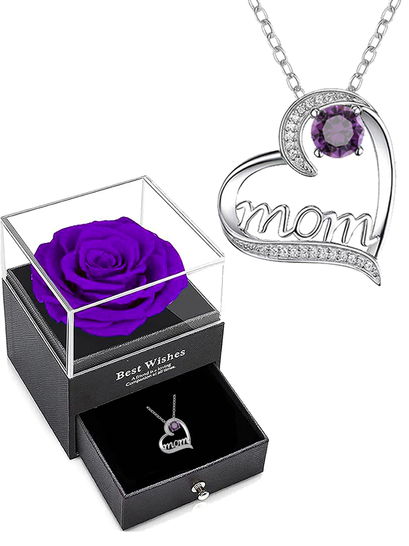 Mom love necklace with exquisite rose gift box, women's mother necklace, Mother's Day gift, holiday gift for mother and grandmother, anniversary gift, gift for wife, Mother's Day gift for mother, birthday holiday gift for women