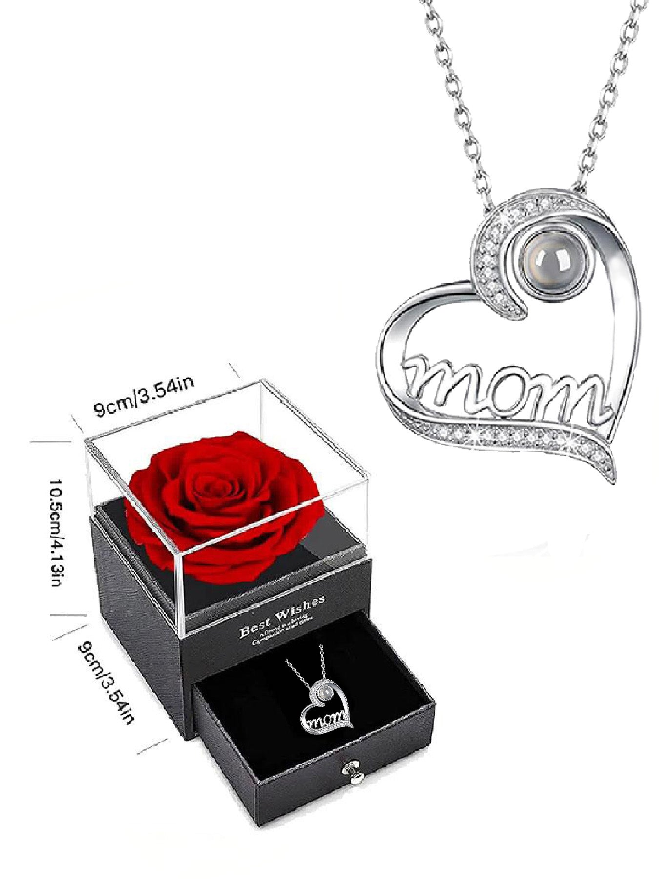 Heart-shaped projection necklace in one hundred languages with exquisite gift box, women's mother necklace, Mother's Day gift, holiday gift for mother and grandmother, anniversary gift, gift for wife, Mother's Day gift for mother, birthday gift for wome