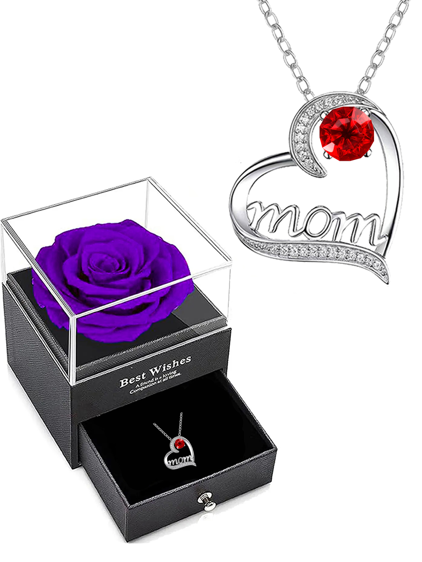Mom love necklace with exquisite rose gift box, women's mother necklace, Mother's Day gift, holiday gift for mother and grandmother, anniversary gift, gift for wife, Mother's Day gift for mother, birthday holiday gift for women