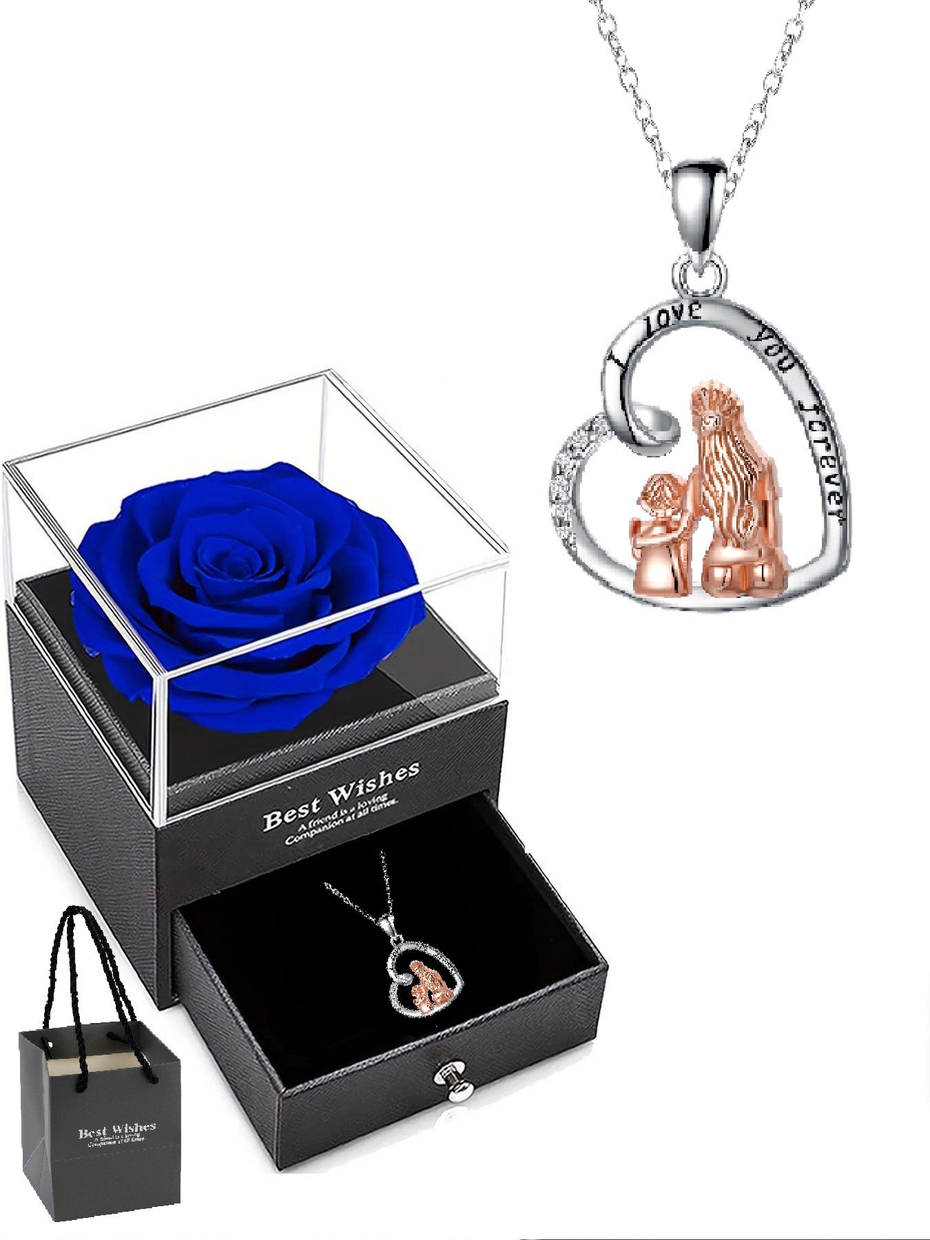 Beautiful design heart necklace with rose gift box, women's charm necklace, women's necklace for mother's day, anniversary gift for mom grandma, mother's day gift, party fashion jewelry, women's necklace for mom, anniversary gift, women's mom necklace, wo