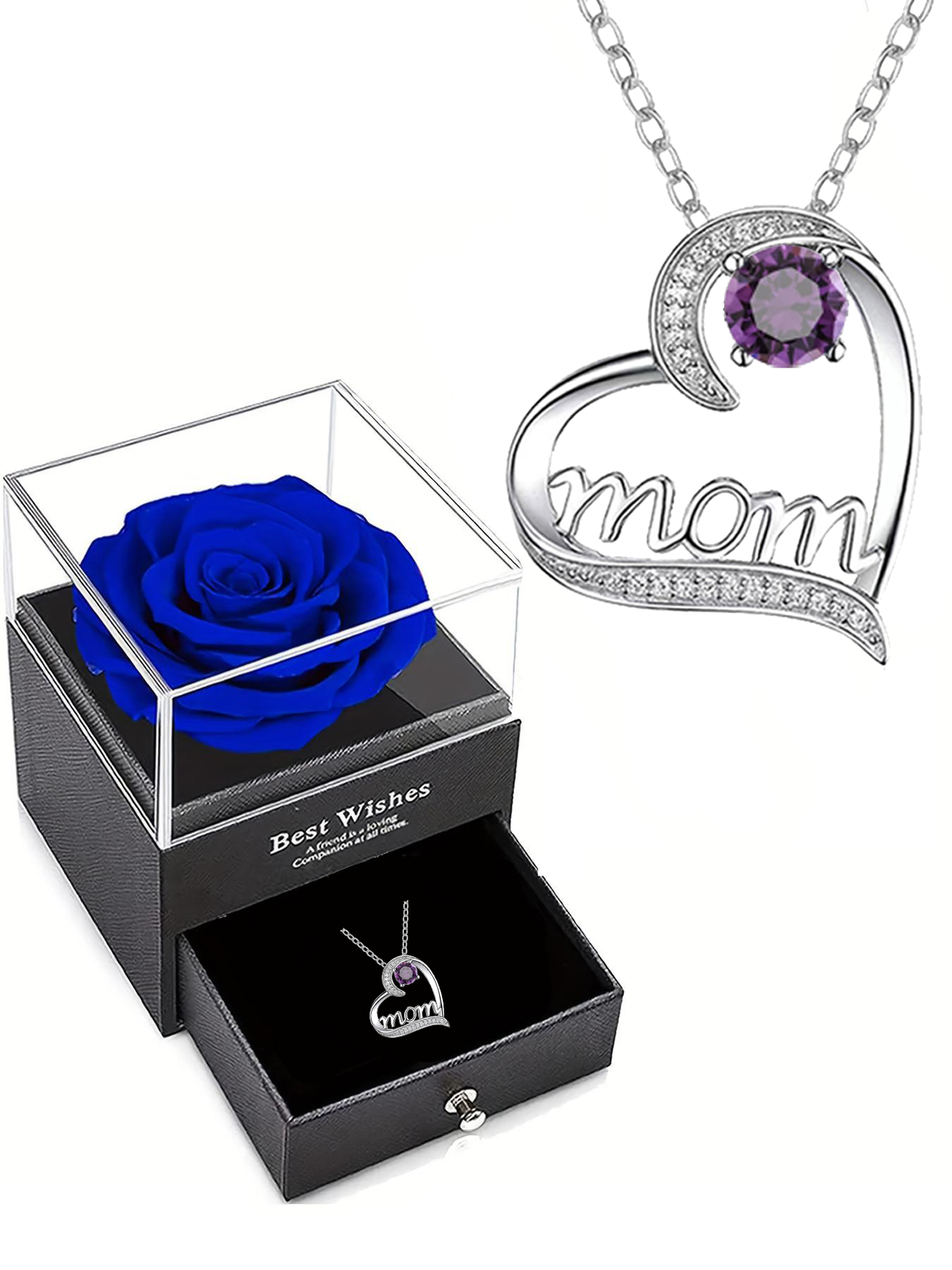 Mom love necklace with exquisite rose gift box, women's mother necklace, Mother's Day gift, holiday gift for mother and grandmother, anniversary gift, gift for wife, Mother's Day gift for mother, birthday holiday gift for women