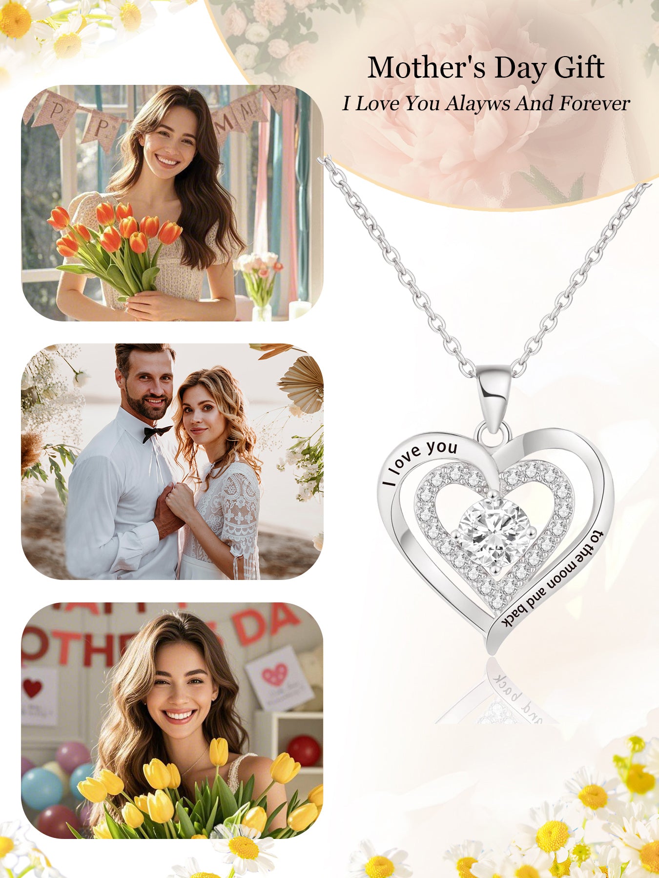 Mother's Day Gifts Jewelry Heart Shaped Necklace Exquisite Women's Necklace Love Pendant Necklace Jewelry Gifts Necklace for Grandmother, Grandma, Mom, Daughter, Lover Birthday/Christmas/Mother's Day/Graduation Ceremony/Wedding Gifts for Mom Women's Mom N