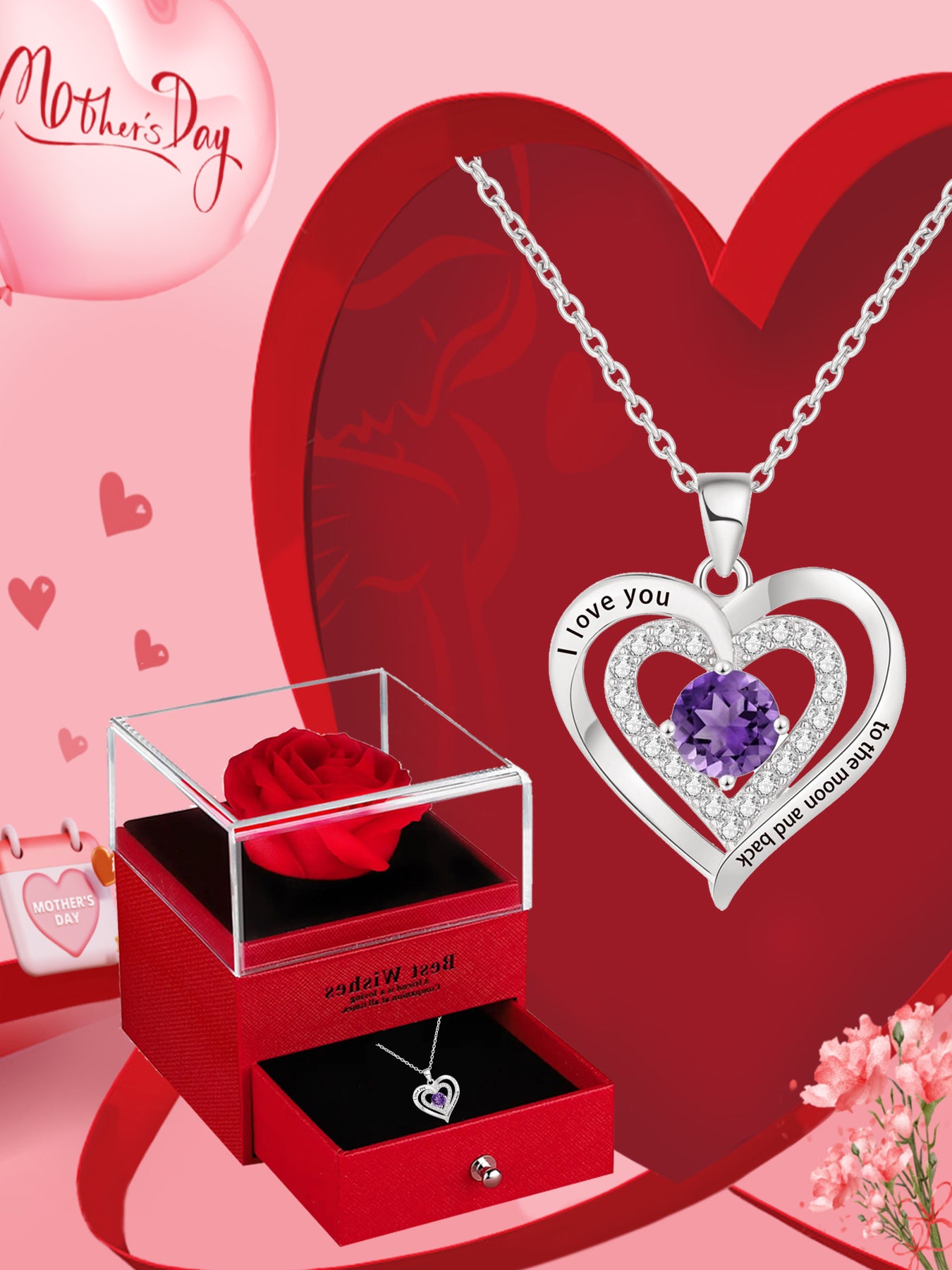 Mother's Day Gifts Jewelry Heart Shaped Necklaces Delicate Women's Necklaces Love Pendant Necklace Jewelry Gifts For Grandmother Mom Daughter Wife Gifts for Mom Women's Mom Necklaces Mom's Birthday Gifts Mother's Day Gifts for Mom Son and Daughter Gifts f