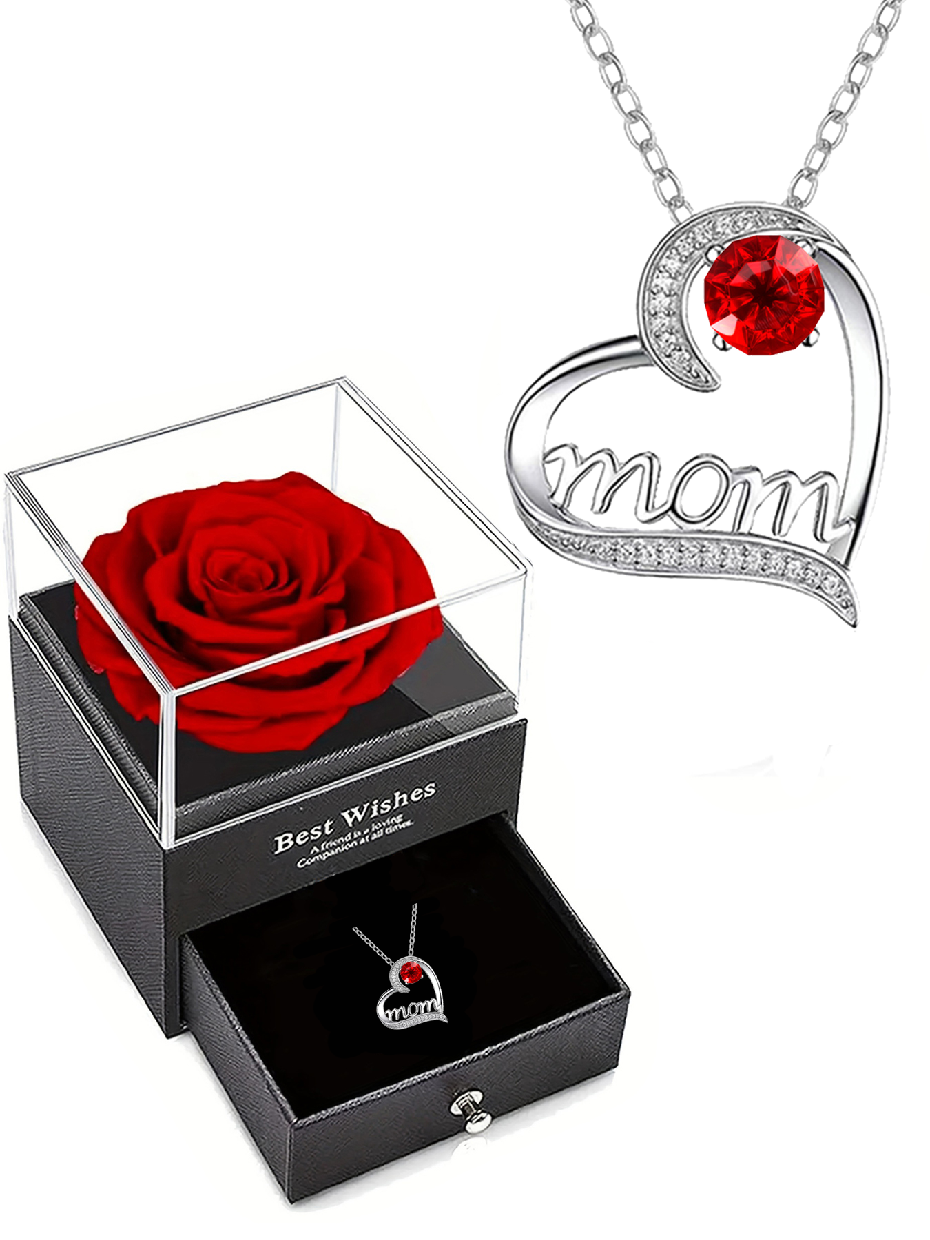 Mom love necklace with exquisite rose gift box, women's mother necklace, Mother's Day gift, holiday gift for mother and grandmother, anniversary gift, gift for wife, Mother's Day gift for mother, birthday holiday gift for women