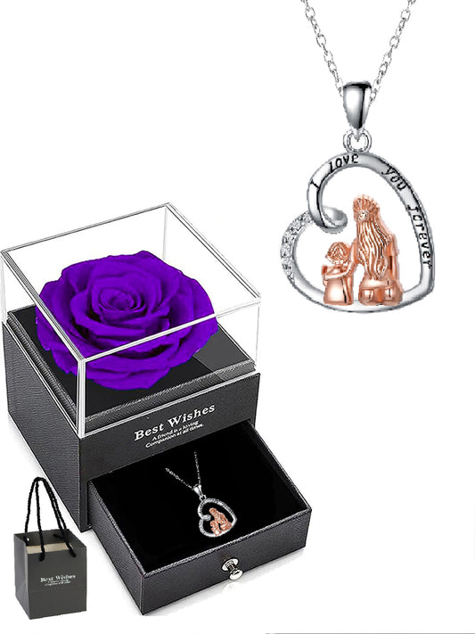 Beautiful design heart necklace with rose gift box, women's charm necklace, women's necklace for mother's day, anniversary gift for mom grandma, mother's day gift, party fashion jewelry, women's necklace for mom, anniversary gift, women's mom necklace, wo