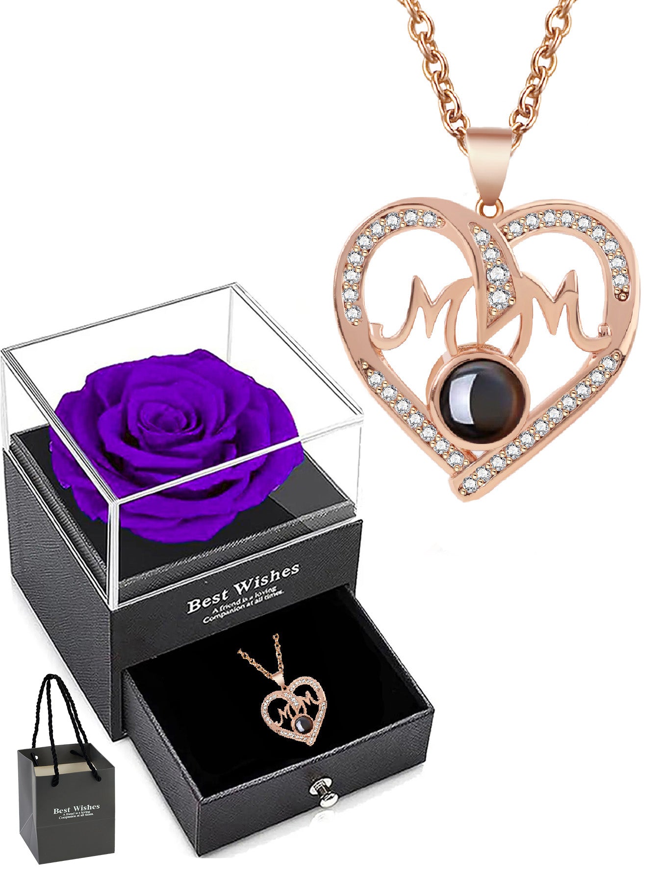 Simple love mom projection necklace, anniversary gift for mom and grandma, Mother's Day gift, daily holiday gift, gift for mom and wife, Valentine's Day, Christmas, Thanksgiving, anniversary gift, women's necklace, women's jewelry gift