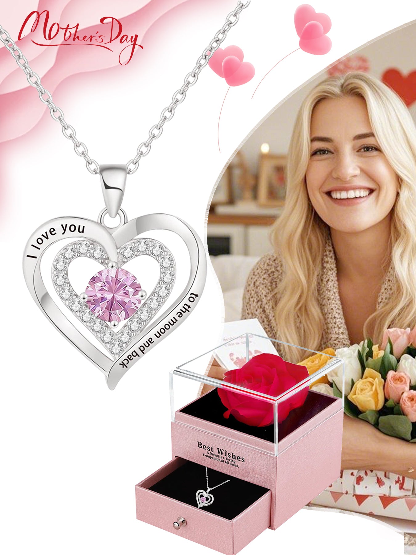 Mother's Day Gifts Jewelry Heart Shaped Necklaces Delicate Women's Necklaces Love Pendant Necklace Jewelry Gifts For Grandmother Mom Daughter Wife Gifts for Mom Women's Mom Necklaces Mom's Birthday Gifts Mother's Day Gifts for Mom Son and Daughter Gifts f