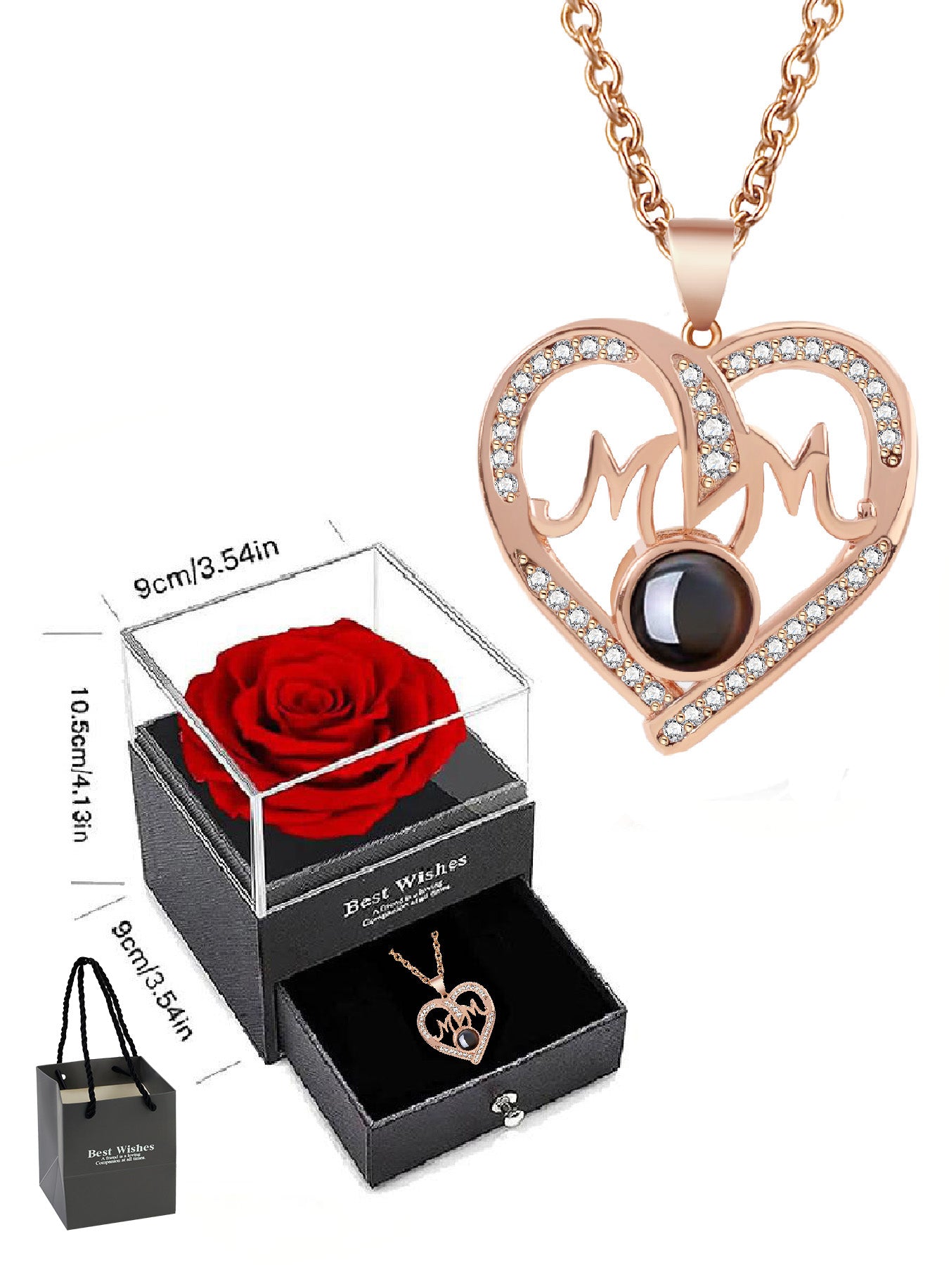 Simple love mom projection necklace, anniversary gift for mom and grandma, Mother's Day gift, daily holiday gift, gift for mom and wife, Valentine's Day, Christmas, Thanksgiving, anniversary gift, women's necklace, women's jewelry gift