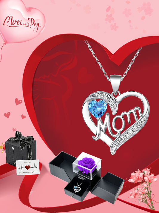 Double Heart Love Simple Pendant Necklace Double Door Rose Gift Box, Women's Mother's Necklace, Women's Rose Gift Box Necklace, Mother's Day Gift, Holiday Gift for Mom and Grandma, Gift for Wife, Mother's Day Gift for Mom, Jewelry Birthday Gift for Women,