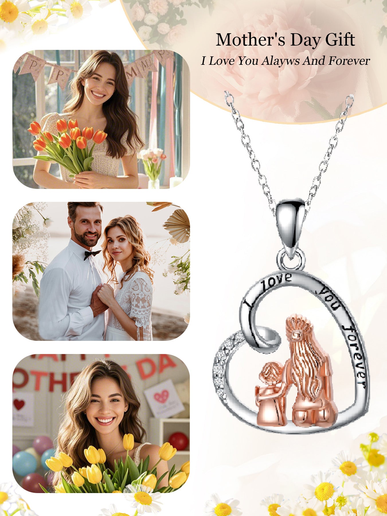 Unique design heart shaped necklace with rose bear gift box, women's pendant necklace, women's jewelry gift, women's necklace for mother's day, anniversary gift for mom grandma, mother's day gift, party fashion jewelry, mom women's necklace, anniversary g