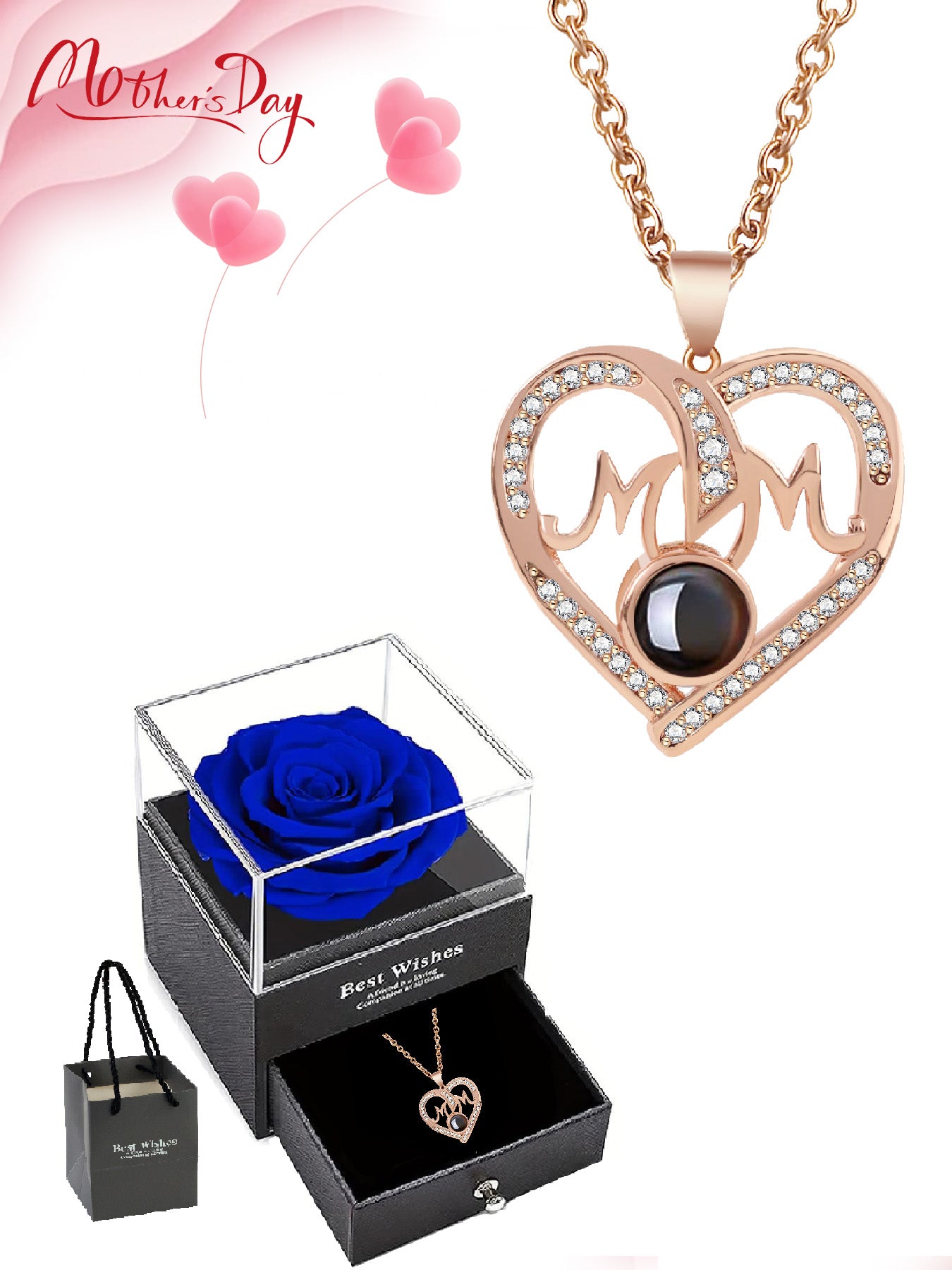 Simple love mom projection necklace, anniversary gift for mom and grandma, Mother's Day gift, daily holiday gift, gift for mom and wife, Valentine's Day, Christmas, Thanksgiving, anniversary gift, women's necklace, women's jewelry gift