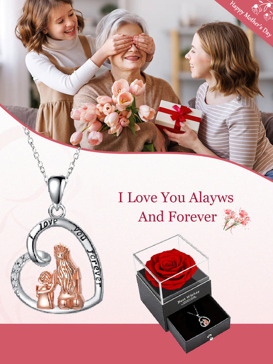 Beautiful design heart necklace with rose gift box, women's charm necklace, women's necklace for mother's day, anniversary gift for mom grandma, mother's day gift, party fashion jewelry, women's necklace for mom, anniversary gift, women's mom necklace, wo