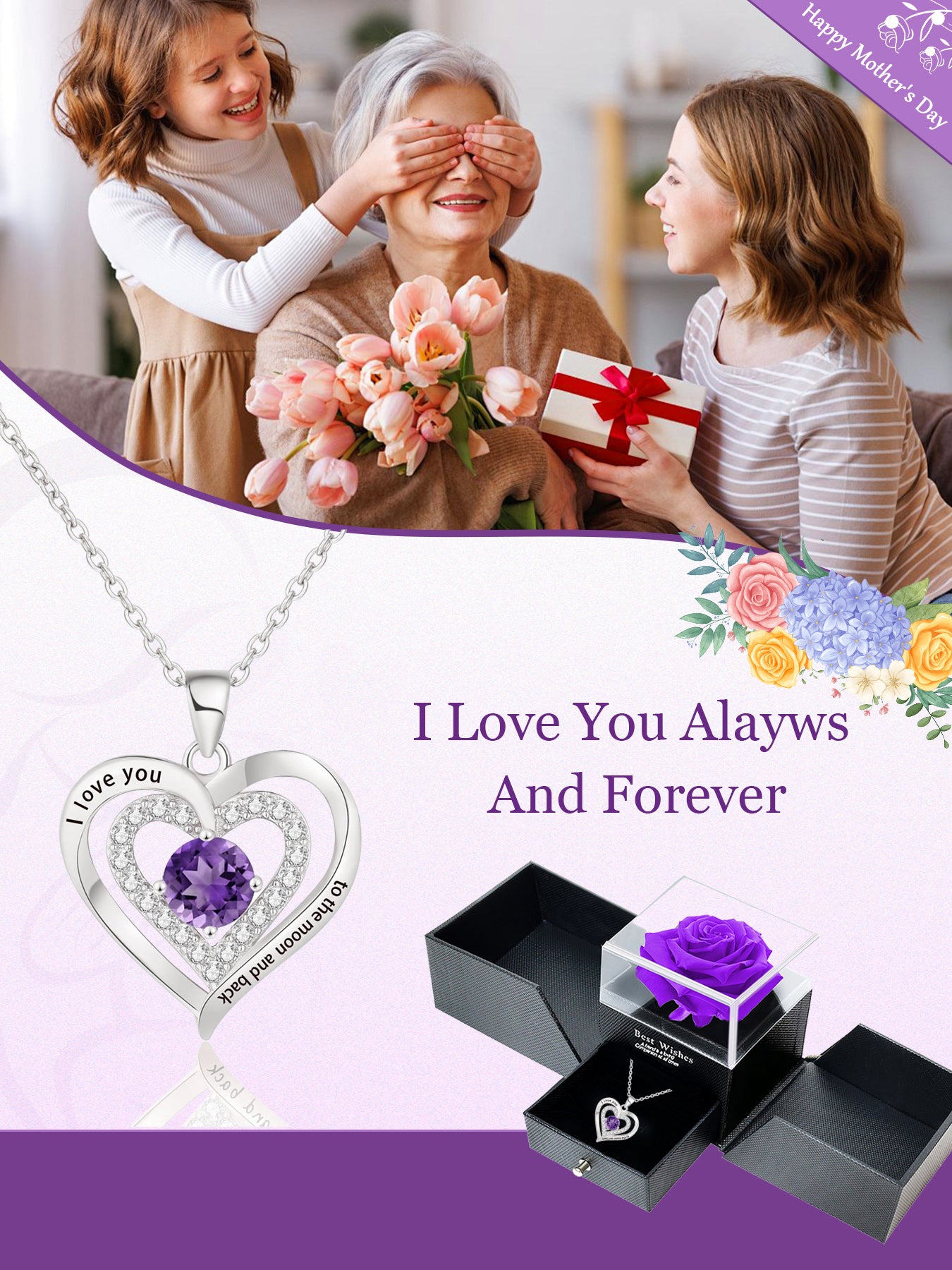 Mother's Day Gifts Jewelry Heart Shaped Necklace Exquisite Women's Necklace Love Pendant Necklace Jewelry Gifts Necklace for Grandmother, Grandma, Mom, Daughter, Lover Birthday/Christmas/Mother's Day/Graduation Ceremony/Wedding Gifts for Mom Women's Mom N