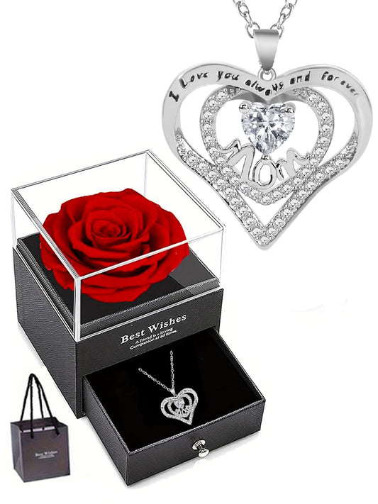Exquisite mom design heart-shaped necklace, anniversary gift for mom and grandma, Mother's Day gift, party fashion jewelry, mom women's necklace, gift for girlfriend, mother and wife, anniversary gift, women's mother necklace, women's jewelry gift